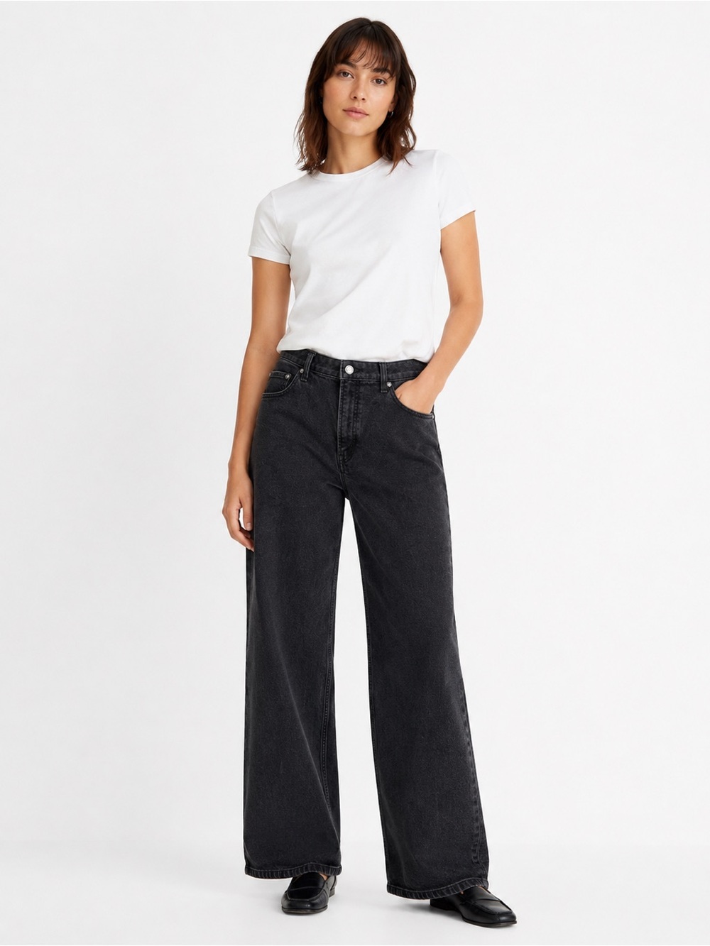 Everlane Modern Wide Leg Jeans Black Organic Cotton High Rise Women’s Sz 31